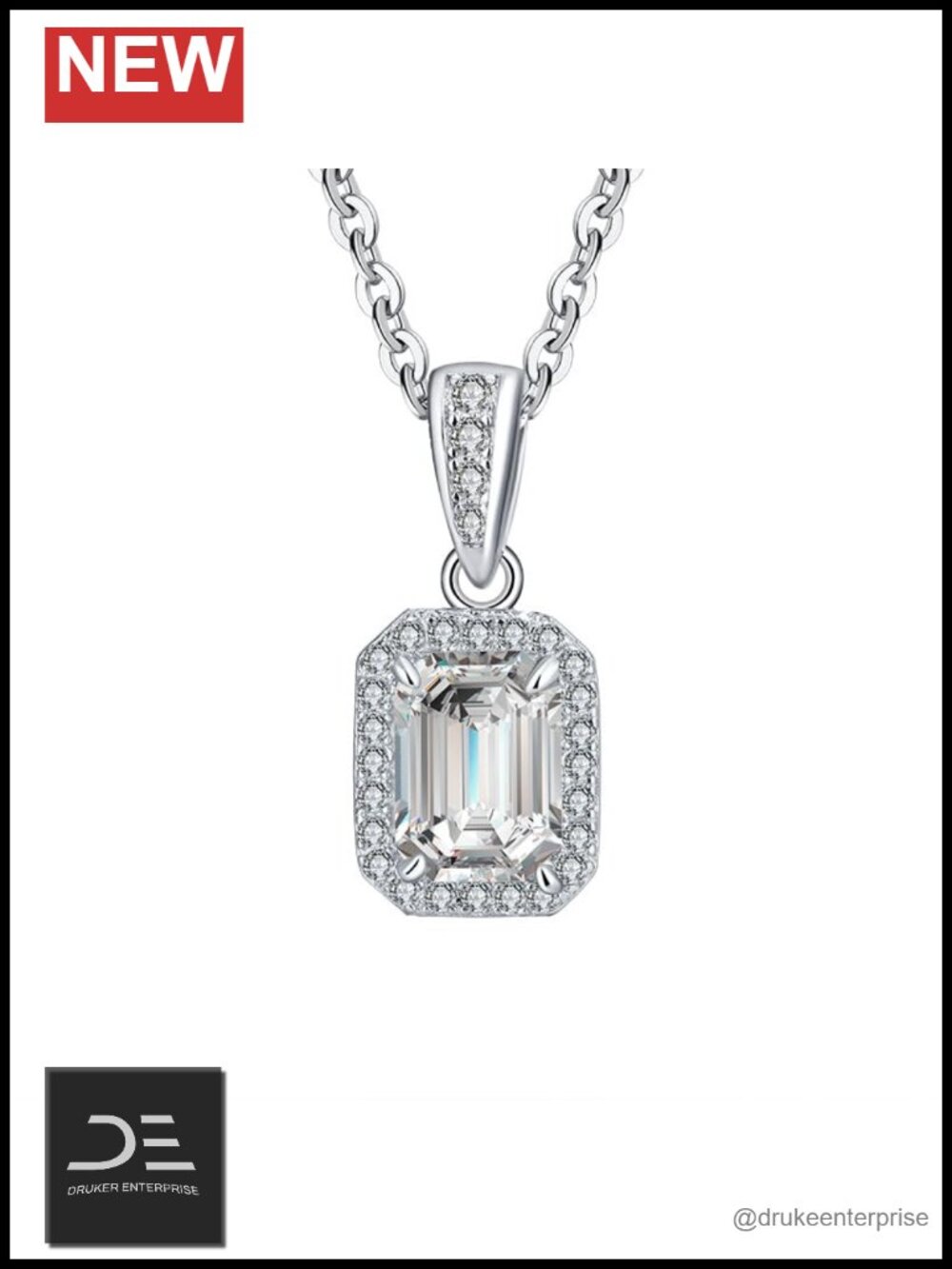 Moissanite Pendant Necklace for Women S925 Silver Gift Cyan
